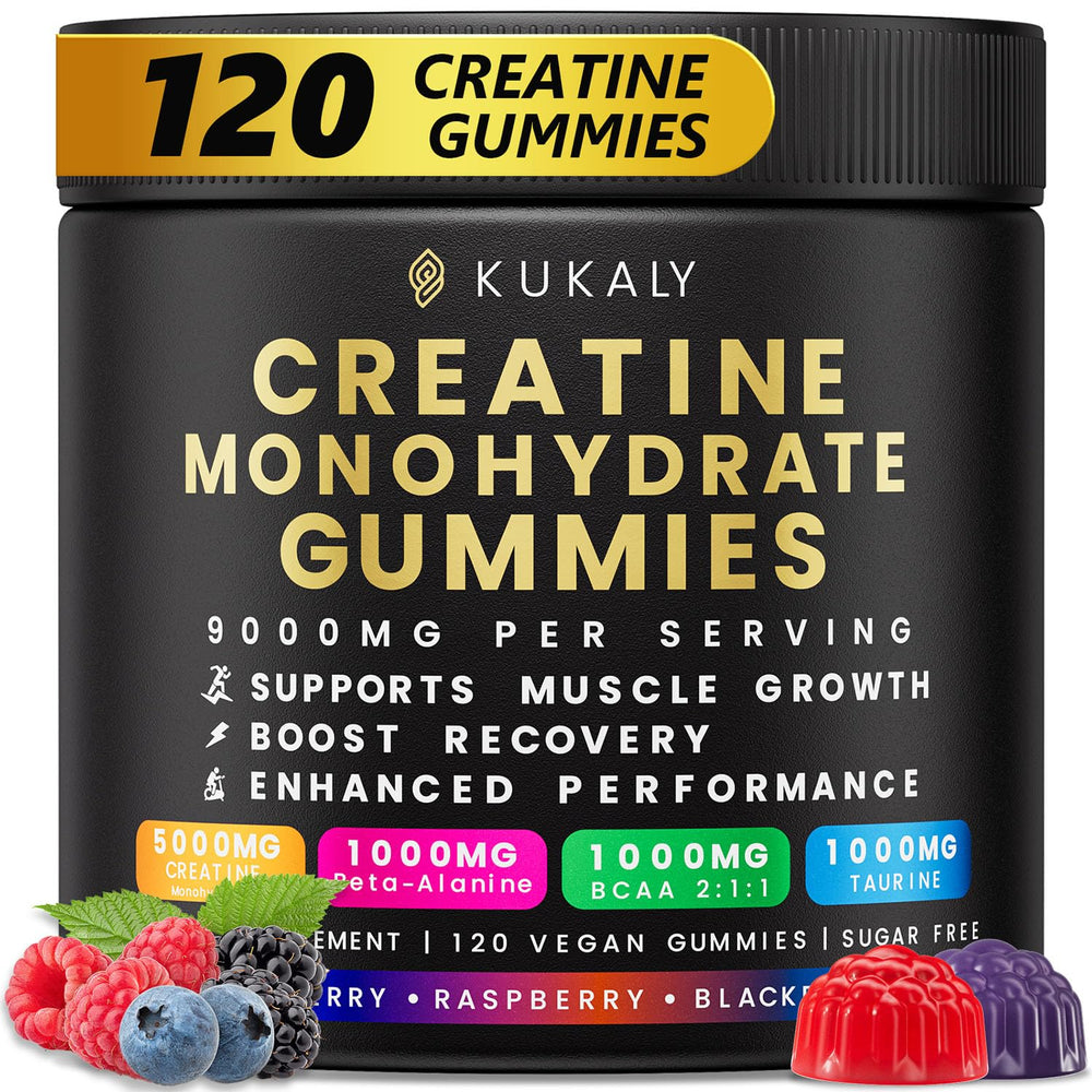 Front view of Kukaly Creatine Gummies bottle