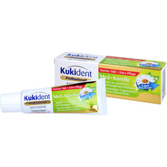 Close-up of Kukident adhesive with Camomile Extract