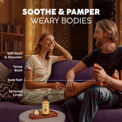 Aromatherapy setup with Relax Massage Oil for soothing ambiance