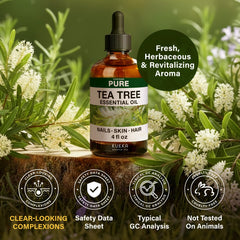Aromatherapy scene with tea tree essential oil bottle