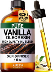 KUKKA Vanilla Essential Oil 4 oz in amber glass bottle with dropper