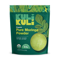 Front view of Kuli Kuli Moringa Powder 10.6 oz