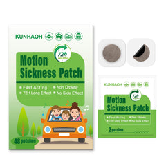 KUNHAOH motion sickness patches applied to the belly button for steady travel comfort.