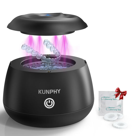 KUNPHY Ultrasonic Dental Cleaner in black, front view