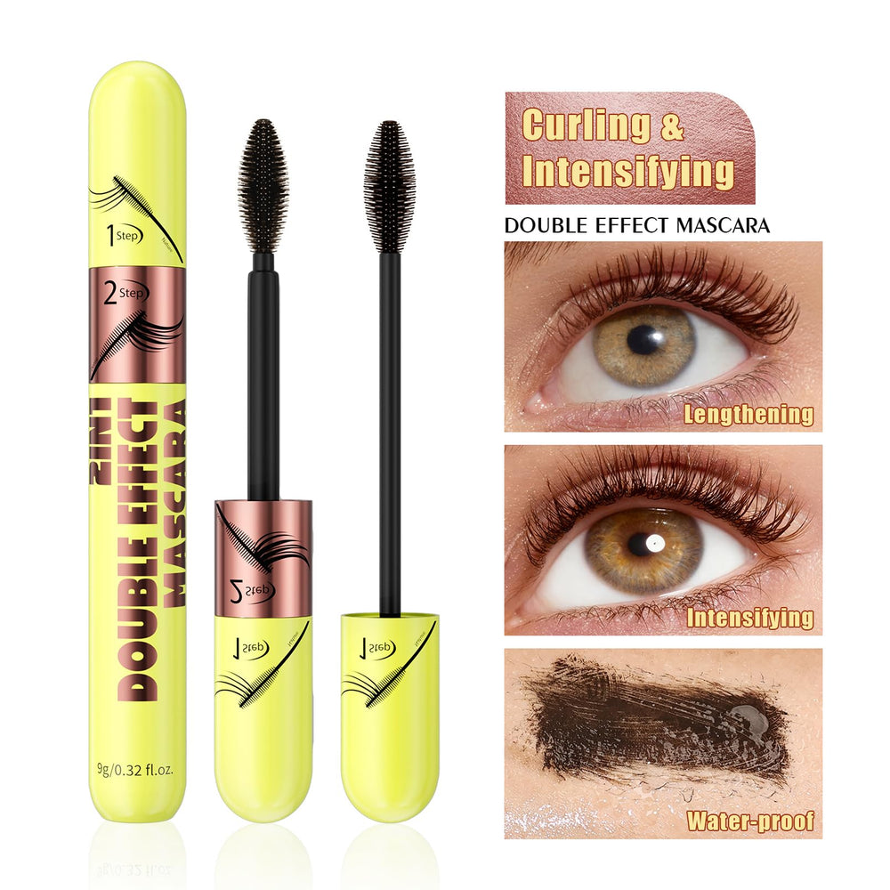 KUNSHNBEI QIC 2 in 1 Mascara Brown all-day waterproof wear up to 12 hours.