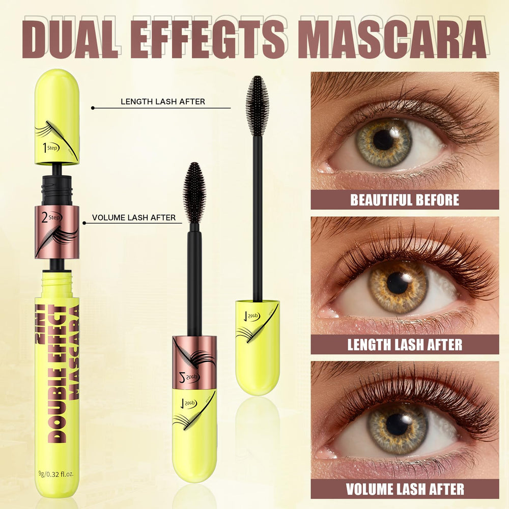 KUNSHNBEI QIC 2 in 1 Mascara Brown close-up wand defines lashes with minimal clumping.