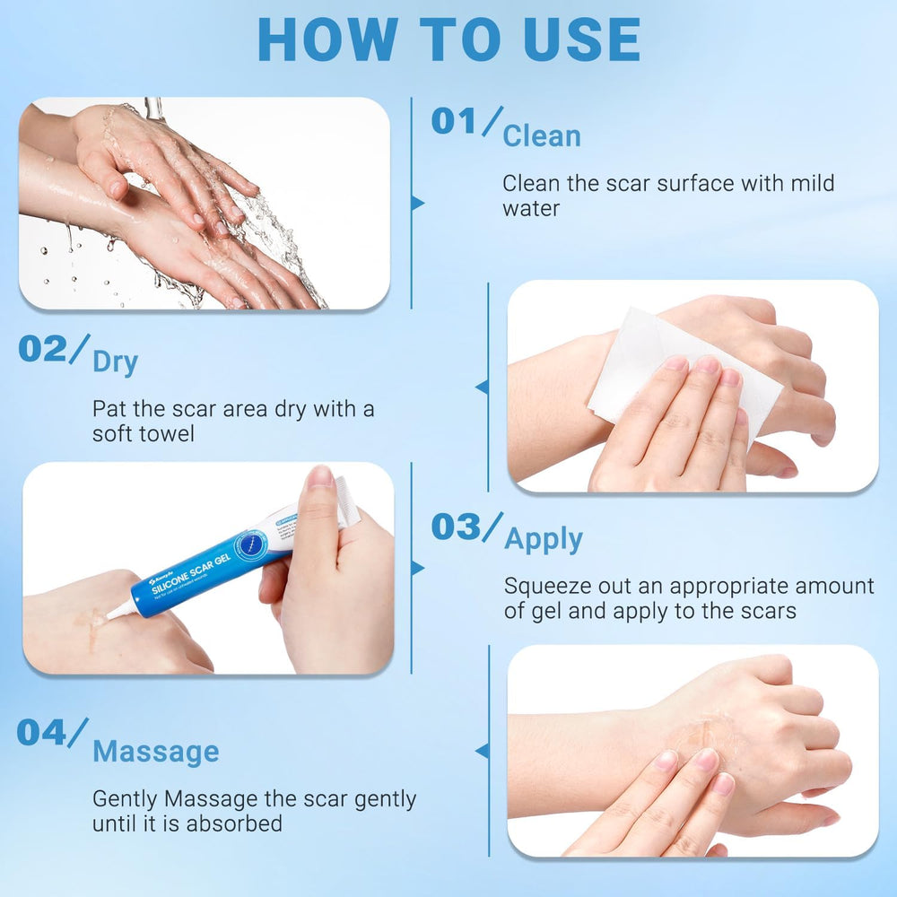 Kunyle scar gel on the arm scar during daily skincare routine.