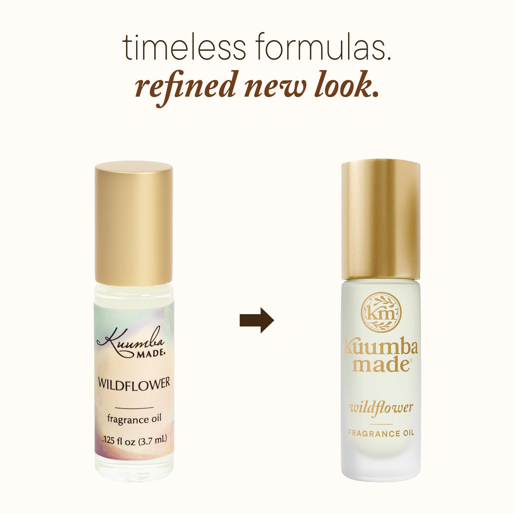 Kuumba Made Wildflower Fragrance Oil roller applicator ready for easy on-the-go fragrance