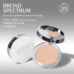 KYDA Mineral Powder matte finish swirl promotes natural shine control.