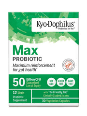 Kyo-Dophilus Max Probiotics 30 capsules back panel