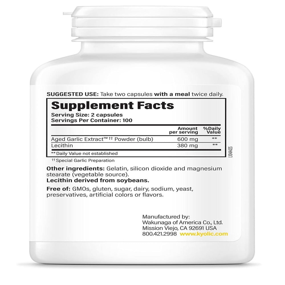 Close-up image showing aged garlic extract with lecithin ingredients