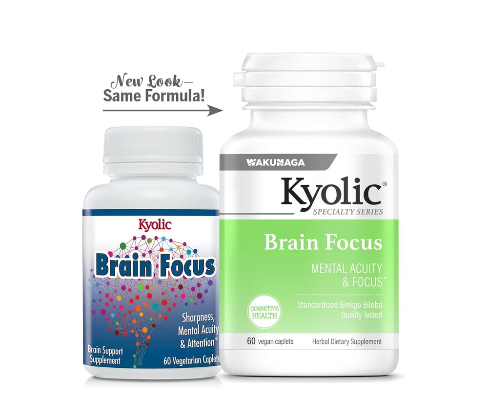 Lifestyle shot of Kyolic Brain Focus on a desk