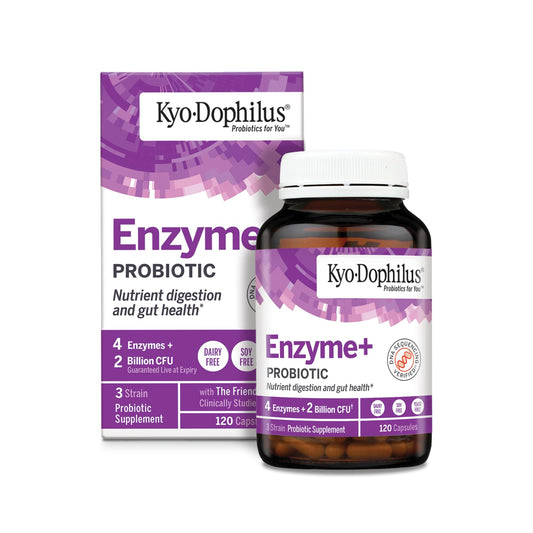 Front view of Kyolic Kyo-Dophilus Enzymes Probiotic bottle