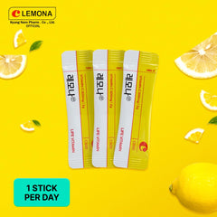 Lemon flavor packaging highlights no-water-needed use.