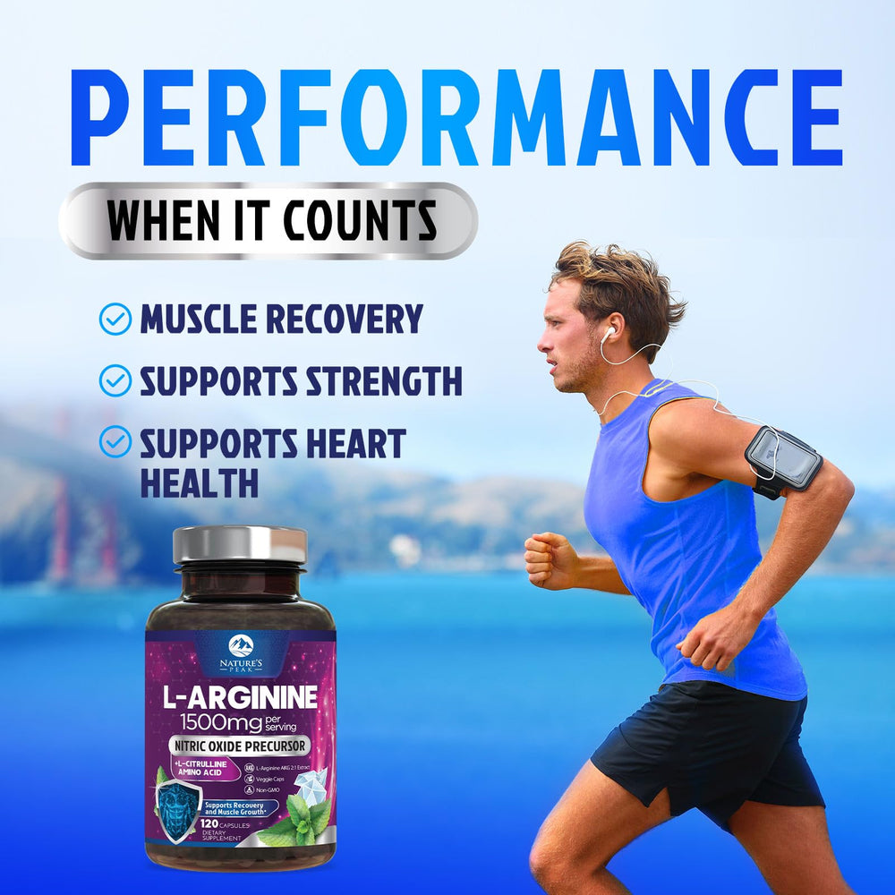 Close-up of L-Arginine 1000mg capsules