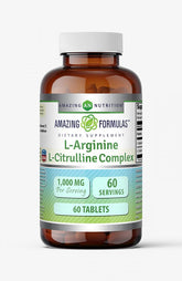 Bottle label of Amazing Formulas L-Arginine/L-Citrulline Complex 1000mg