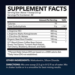 L-Arginine powder bottle back label