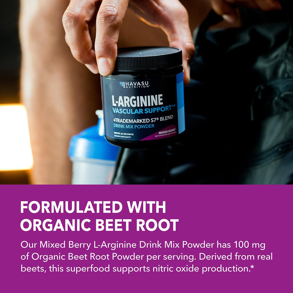L-Arginine powder being prepared for a pre-workout drink
