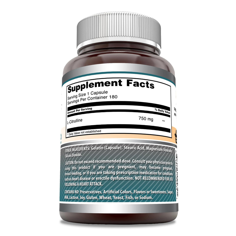 L-Citrulline 750 mg ingredients panel