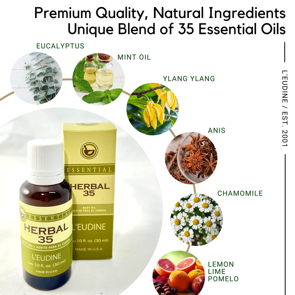 Ingredients: eucalyptus, mint and 33 additional oils