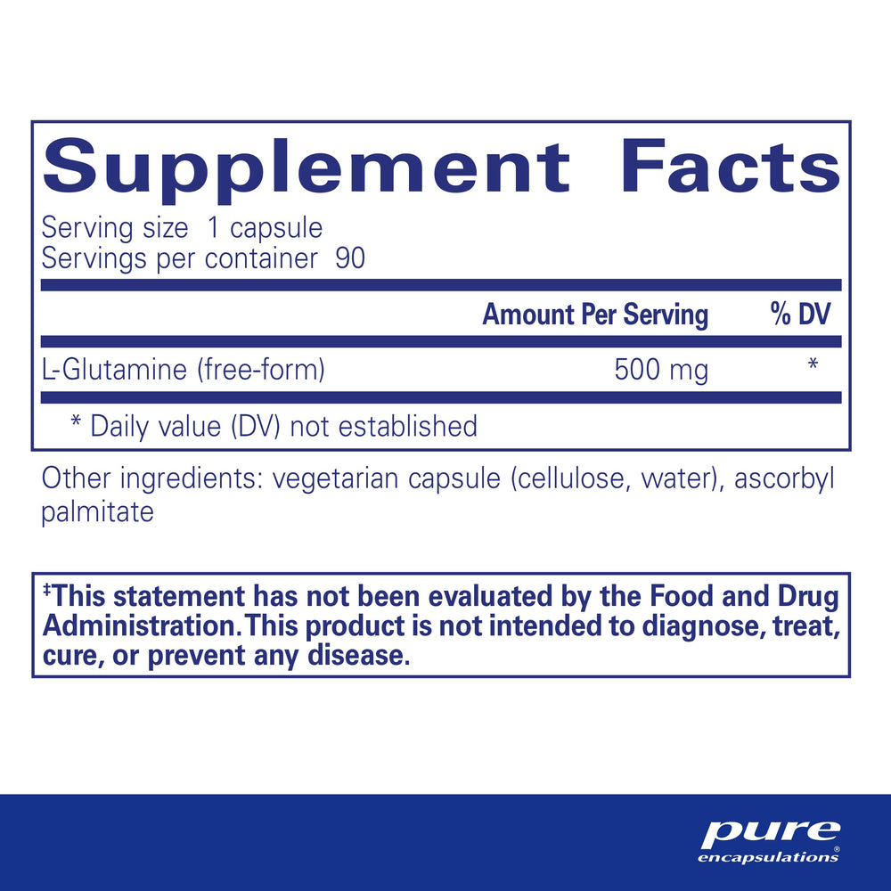L-Glutamine 500 mg supplement graphic