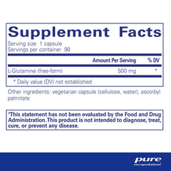 L-Glutamine 500 mg supplement graphic