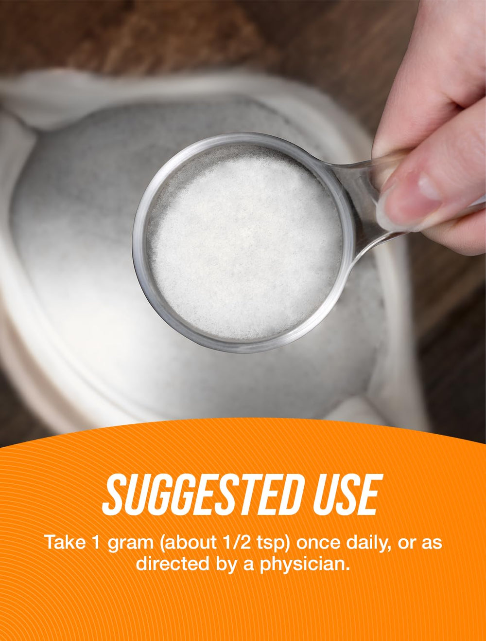 L-Methionine powder being added to a beverage