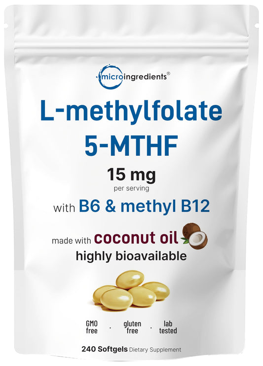 L-Methylfolate 15mg softgels with coconut oil - front view