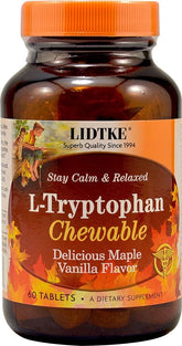 Lidtke L-Tryptophan Chewable Tablets bottle front view, 60 count