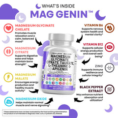 L-Theanine 200mg included in Mag Genin formula