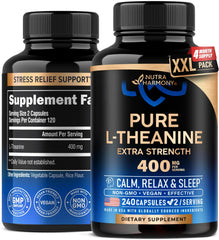 Bottle of L-Theanine 400 mg supplement
