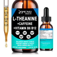 AMENQ L-Theanine Caffeine Liquid Drops bottle on white background