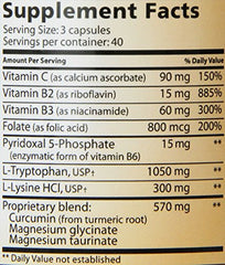 Label for Lidtke L-Tryptophan Complete Capsules, 30 count