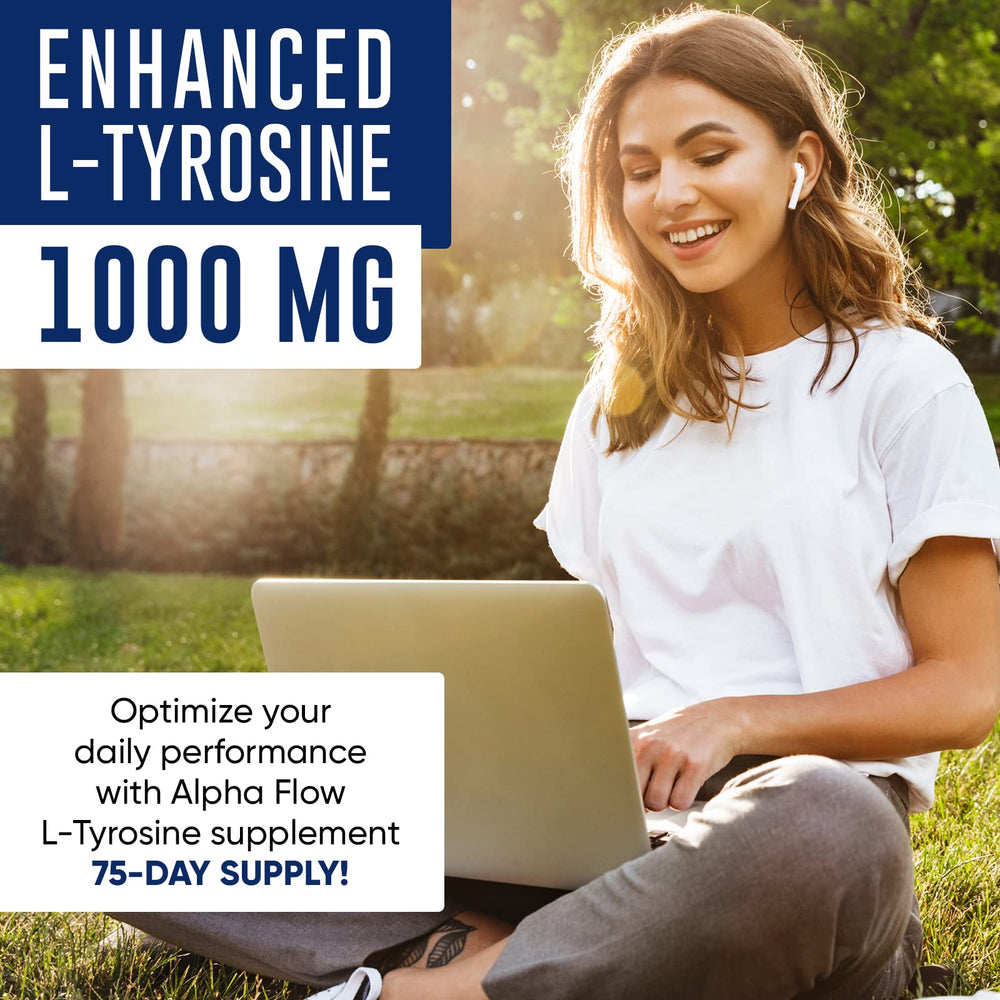 L-Tyrosine 1000mg bottle on white background