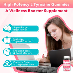 Close-up of L Tyrosine Gummies 120-count label