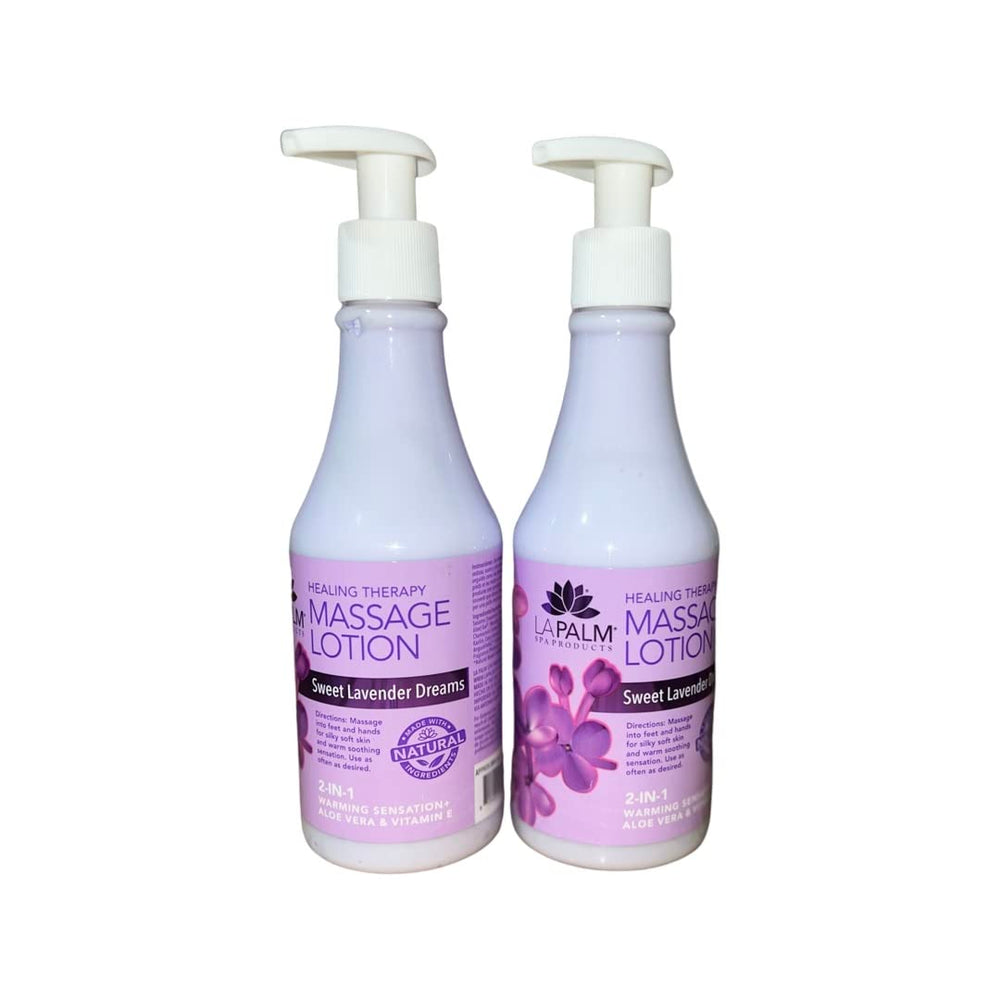 La Palm Healing Therapy Massage Lotion Lavender Dreams, 8 oz bottles, pack of 2.