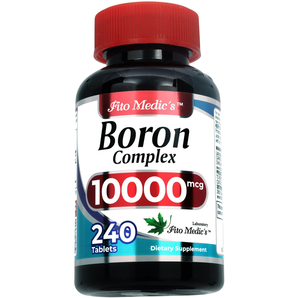 Close-up of Boron supplement bottle showing 10 mg per serving