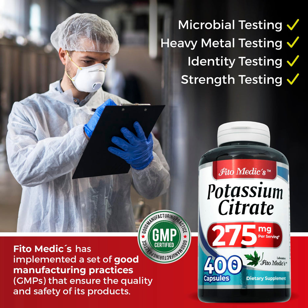 Lab Potassium Citrate product packaging with 400 capsules