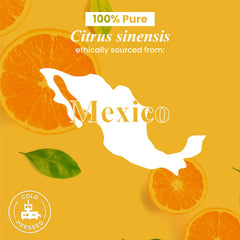 Lab-tested 100% pure orange essential oil bottle