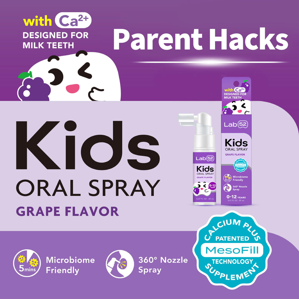 Close-up of spray nozzle on Kids Oral Spray bottle