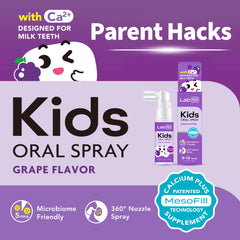 Close-up of spray nozzle on Kids Oral Spray bottle