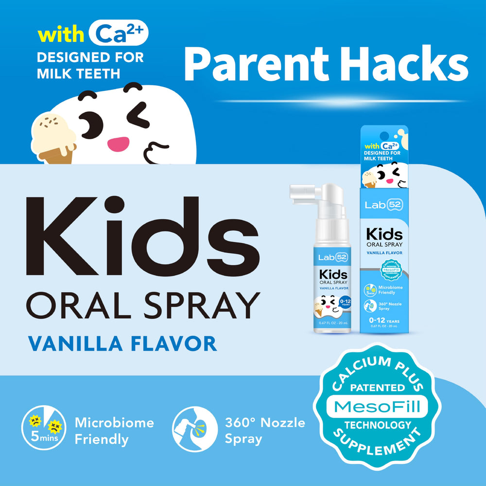 Usage showing spray amount for kids after brushing