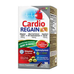 CardioREGAIN EX ubiquinol CoQ10 150 mg bottle with olive extract and krill oil