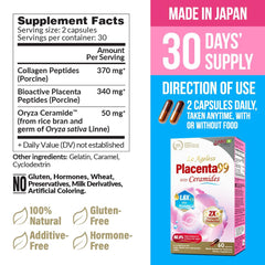 Close-up of product label for Le Ageless Placenta 99 with Ceramides