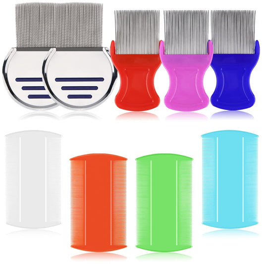 LABOTA 9-pcs lice combs set for nit removal and grooming