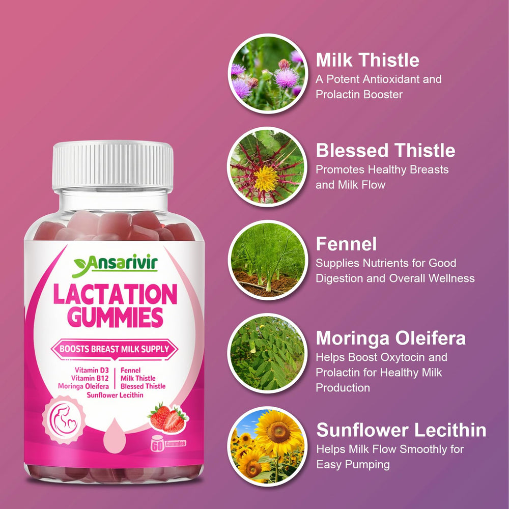 Vegan, gluten-free, dairy-free lactation gummies label
