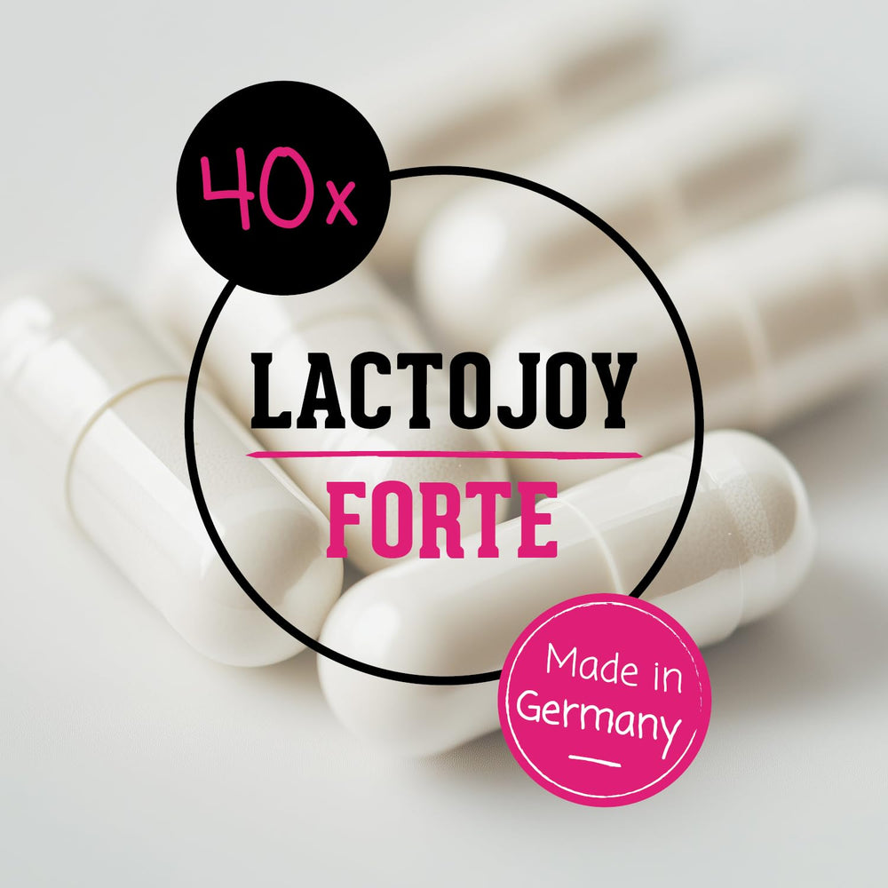 Lifestyle scene showing LactoJoy Forte with dairy meals