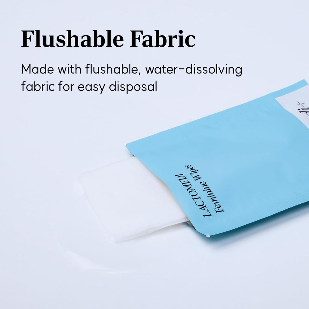 LACTOMEDI flushable fabric demonstrates easy disposal after use.