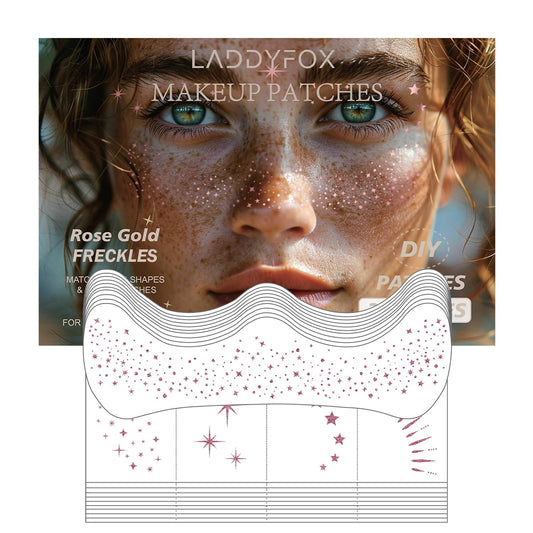 LADDYFOX rose gold glitter freckles patches for dazzling festival looks with long wear.