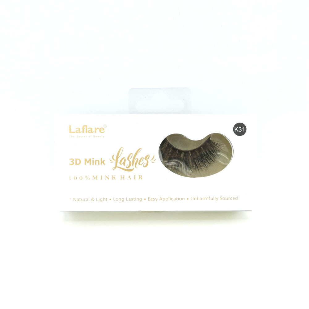 Laflare 3D mink lashes K31 closeup, natural and lightweight.